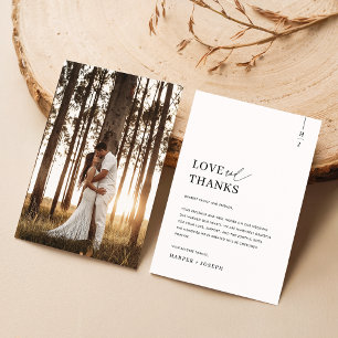 Love & Thanks Elegant Photo Wedding Thank You Place Card