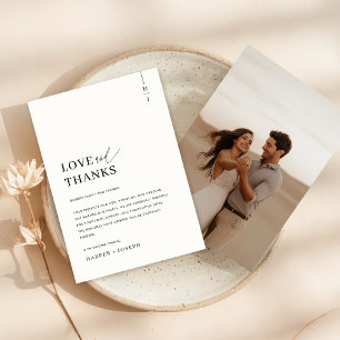 Love & Thanks Elegant Photo Wedding Thank You Place Card