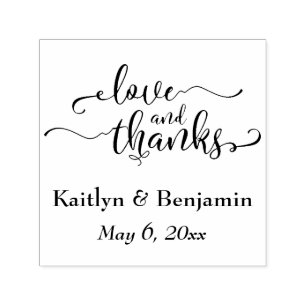 Love & Thanks Elegant Script w/ Your Details Self-inking Stamp