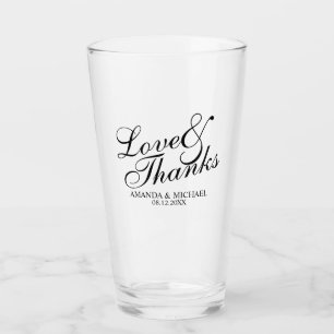 'Love & Thanks' Elegant Script Wedding Favour Glass