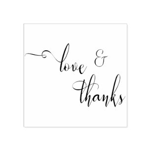 Love & Thanks Elegant, Slim Script Typography Rubber Stamp