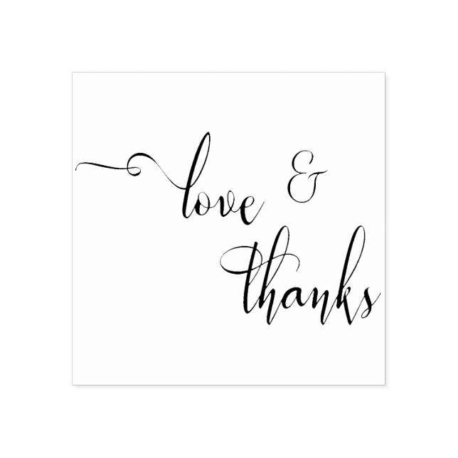 Love & Thanks Elegant, Slim Script Typography Rubber Stamp (Imprint)
