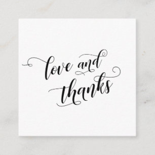 Love & Thanks Elegant Typography Wedding Favour Enclosure Card