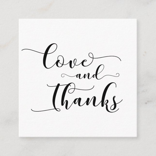 Love & Thanks Elegant Typography Wedding Favour Enclosure Card (Front)