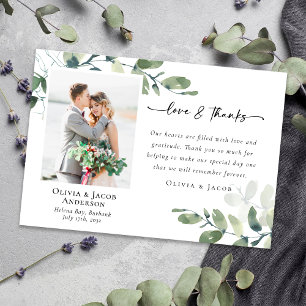 Love & Thanks Eucalyptus Photo Wedding Thank You Card