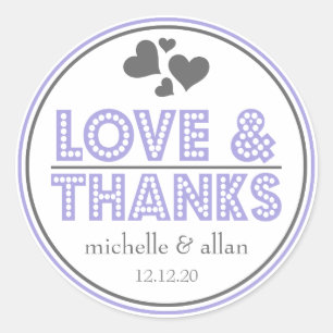 Love & Thanks Favour Stickers (Purple / Grey)