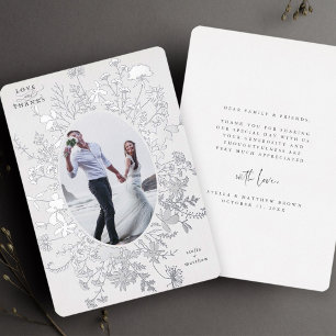 Love & Thanks Floral Silver Foil Thank You Card