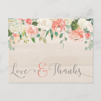 Love & Thanks Floral Thank You Postcard