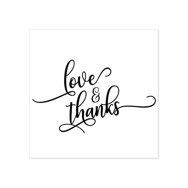 Love & Thanks in Pretty Script Typography Rubber Stamp (Imprint)