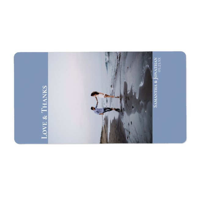 Love & Thanks Minimalist Dusty Blue Wedding (Front)