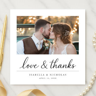 Love & Thanks Minimalist Wedding Photo Square Thank You Card