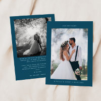 Love & Thanks Minimalist Wedding Photo Teal