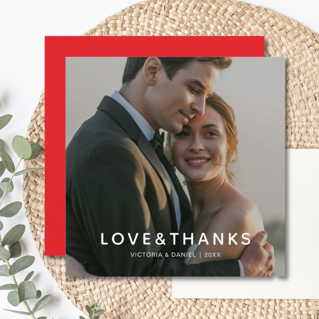 Love & Thanks Modern Couple Thank You Card (Creator Uploaded)