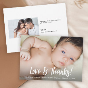 Love & Thanks Modern Custom Photos Baby Shower  Thank You Card
