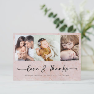 Love & Thanks Modern Four Photo New Baby  Thank You Card