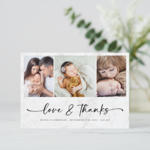 Love & Thanks Modern Four Photo New Baby  Thank You Card