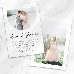 Love & Thanks Modern Photo Arch Wedding Thank You Card