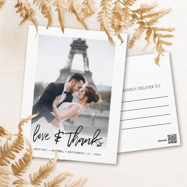 Love & Thanks Modern Photo Thank You Postcard (Show your appreciation to your loved ones with an awesome photo thank-you card!)