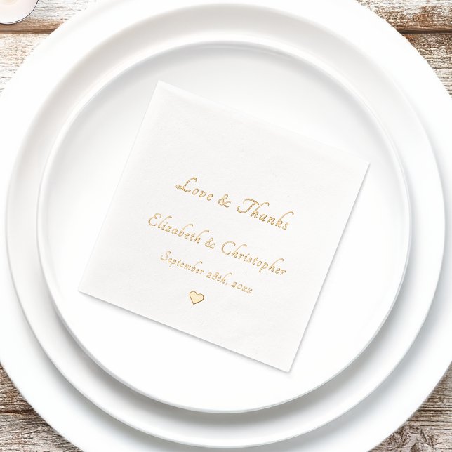 Love & Thanks Monogram Wedding Date Party Cocktail Foil Napkins (Love & Thanks Monogram Wedding Date Party Cocktail Foil Napkins)