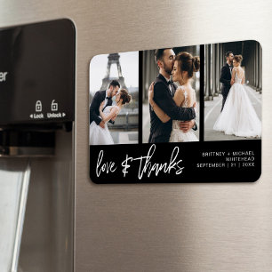 Love Thanks Photo Collage Hand-Lettered Black Magnet