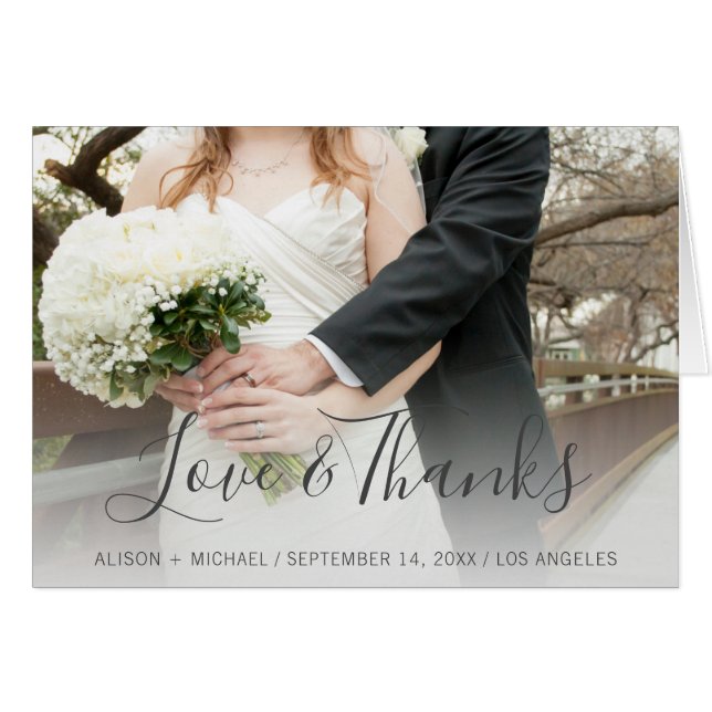 Love & Thanks photo collage wedding Thank You (Front Horizontal)