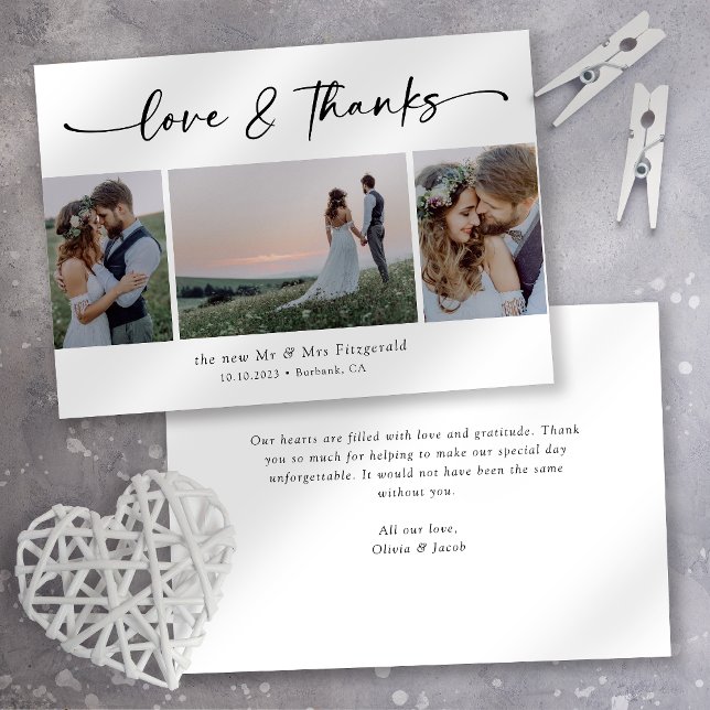 Love & Thanks Photo Wedding Thank You Card (Creator Uploaded)