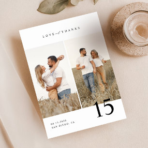 Love & Thanks   Rustic Script Wedding Photo Thank You Card