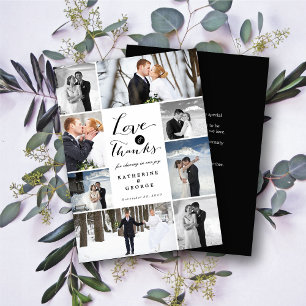 Love & Thanks Script 8-Photo Wedding Collage Thank You Card