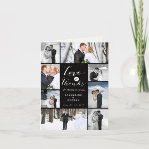Love & Thanks Script 8-Photo Wedding Design Thank You Card