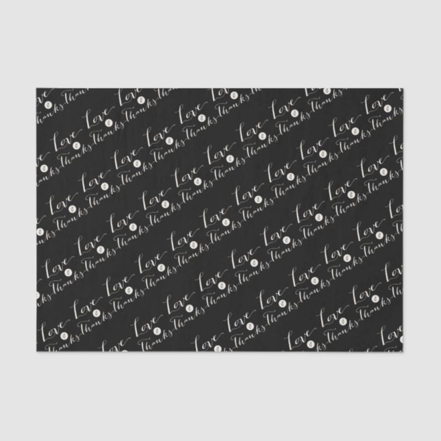 Love & Thanks Script Calligraphy Chic Tissue Paper (Front)