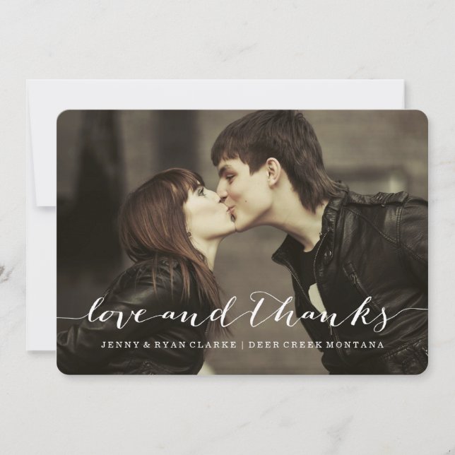 LOVE & THANKS SCRIPT | WEDDING THANK YOU PHOTO CARD (Front)