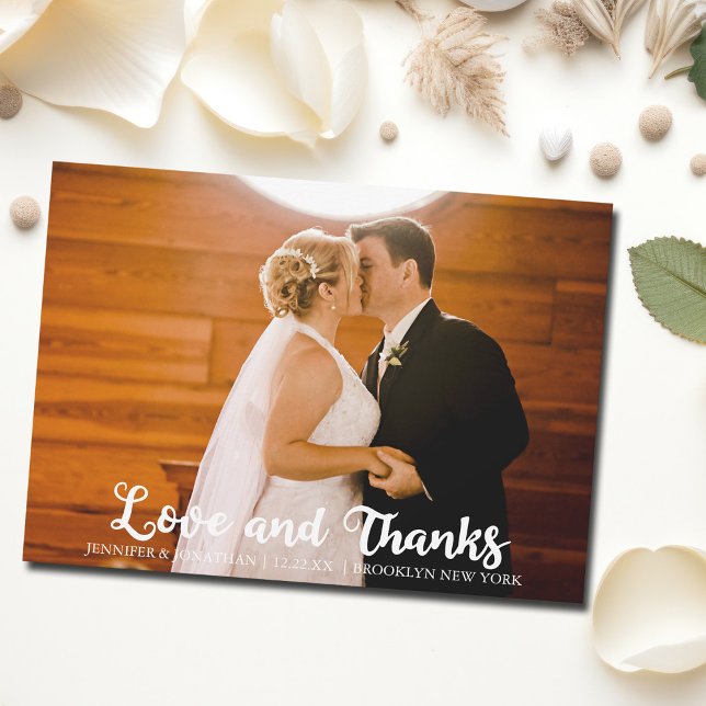 Love & Thanks Simple Chic Wedding Photo Thank You Card (Creator Uploaded)