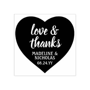 Love & Thanks Simple Heart Wedding Thank You Rubber Stamp