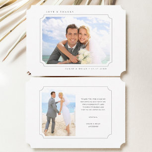 Love & Thanks Simple Wedding 2 Photo Thank You Card