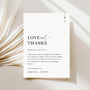 Love & Thanks Simple Wedding Thank You Place Card
