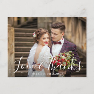 Love & Thanks   Thank you wedding photo card