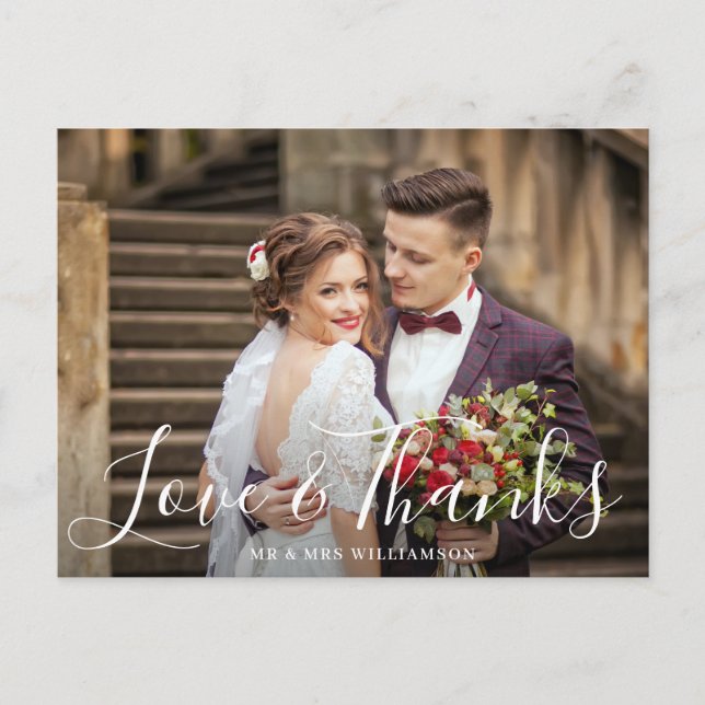 Love & Thanks | Thank you wedding photo card (Front)