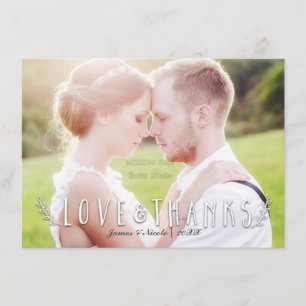 LOVE & THANKS Typography Photo Card Front & Back
