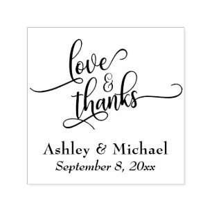 Love & Thanks Typography w/ Your Details Self-inking Stamp
