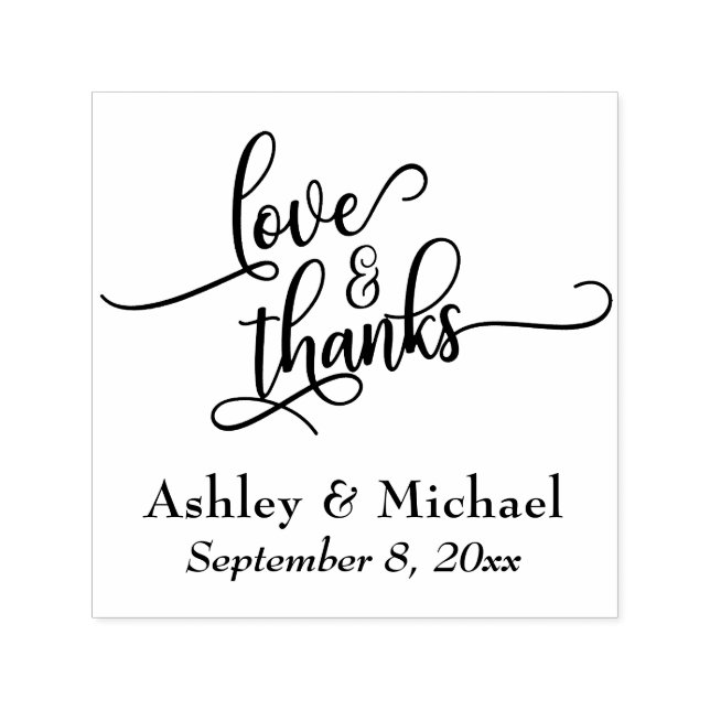 Love & Thanks Typography w/ Your Details Self-inking Stamp (Design)