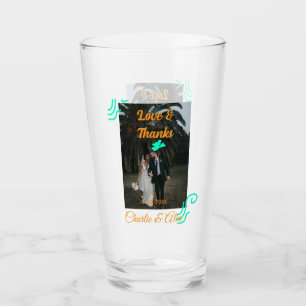 Love & thanks wedding couple photo modern add oran glass