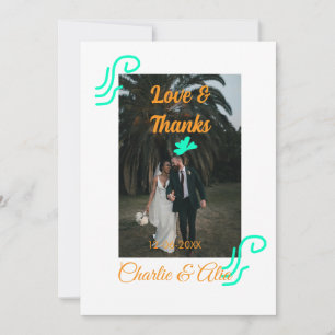 Love & thanks wedding couple photo modern add oran invitation