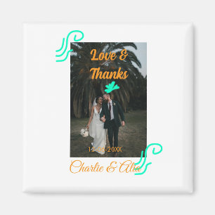 Love & thanks wedding couple photo modern add oran magnet