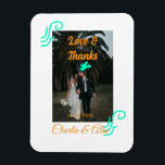 Love & thanks wedding couple photo modern add oran magnet<br><div class="desc">Design for couple love</div>
