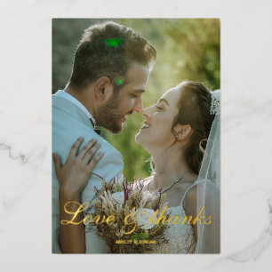 Love & thanks wedding gold foil thank you card