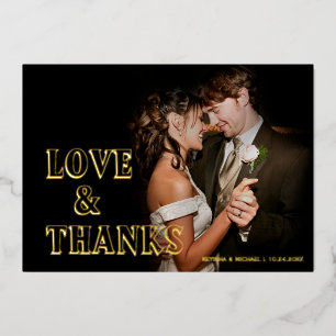 Love & thanks wedding gold foil thank you card