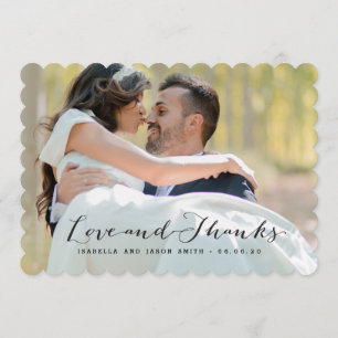 LOVE & THANKS   WEDDING PHOTO THANK YOU CARD