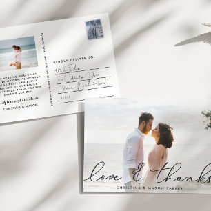 Love & Thanks Wedding Photo Thank You Postcard