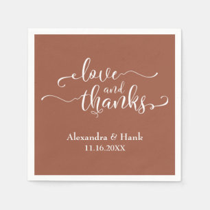Love & Thanks White Script on Plain Terracotta Napkin