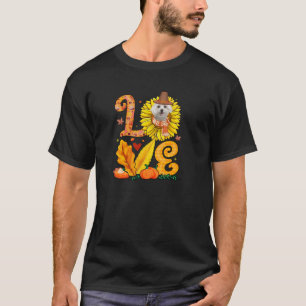 LOVE Thanksgiving Maltese Sunflower Pumpkins Fall  T-Shirt